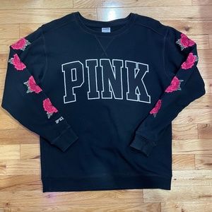 VS Pink Crew Neck Sweatshirt w/ Roses